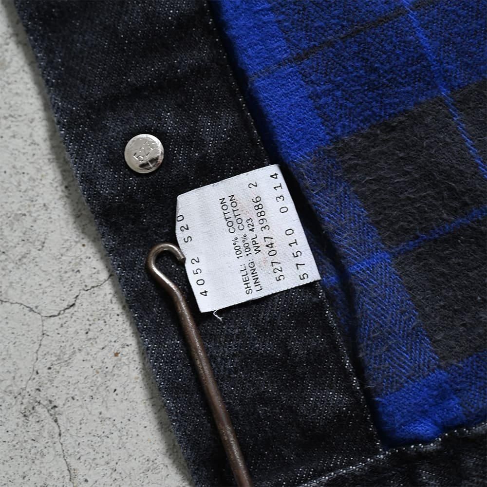 LEVI'S 57510-0314 BLACK DENIM JACKET WITH BLUE FLANNEL