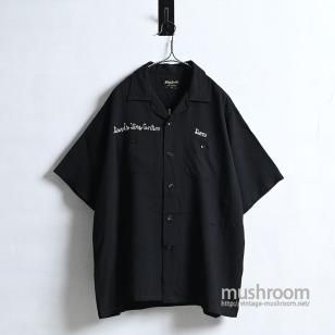 King Louie BLACK RAYON S/S BOWLING SHIRT WITH EMBROIDERYX-LARGE/GOOD CONDITION