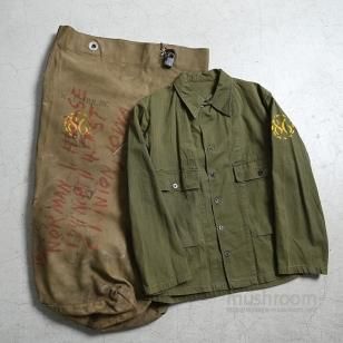 WW2 U.S.NAVY SEABEES HBT JACKET & CANVAS BARRACKS BAG WITH STENCIL