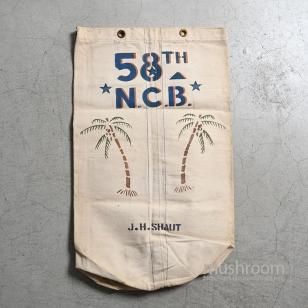 WW2 U.S.NAVY SEABEES CANVAS BARRACKS BAG WITH STENCILDEADSTOCK