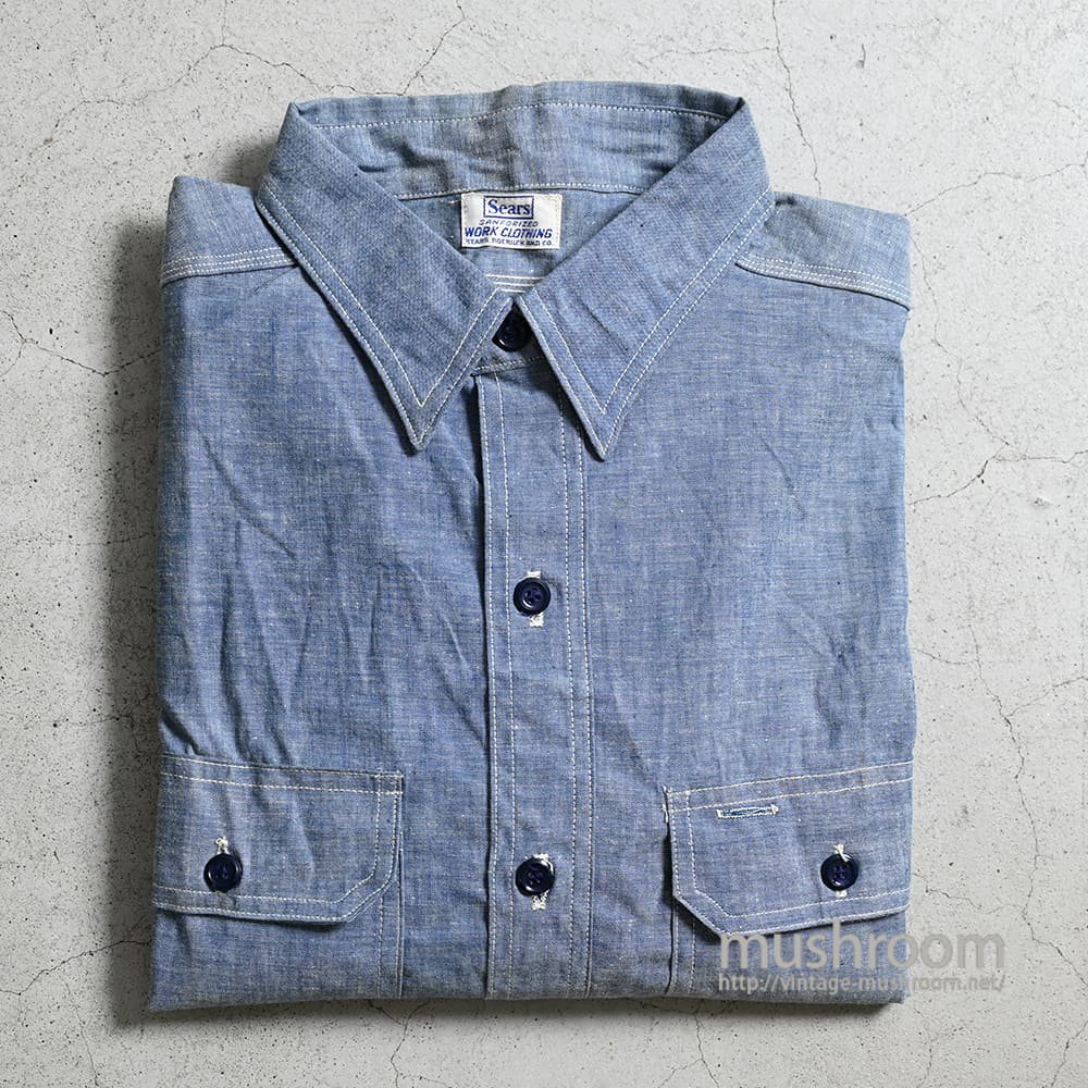 SEARS L/S CHAMBRAY WORK SHIRT1950'S/DEADSTOCK 