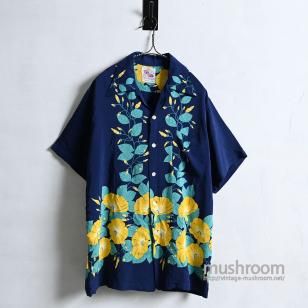 KAHANAMOKU MORNING GLORY S/S HAWAIIAN SHIRT1950'S/GOOD CONDITION/LARGE