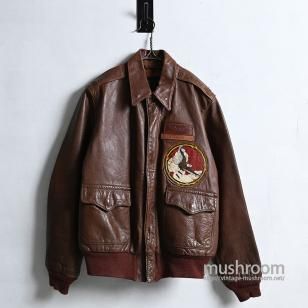 USAAF A-2 LEATHER FLIGHT JACKET WITH SQUADRON PATCH'43/by J.A.DUBOW MFG.CO/SZ 40