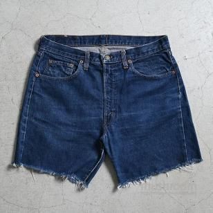 LEVI'S 505 BIGE CUT-OFF JEANS WITH SELVEDGEW34/VERY GOOD CONDITION