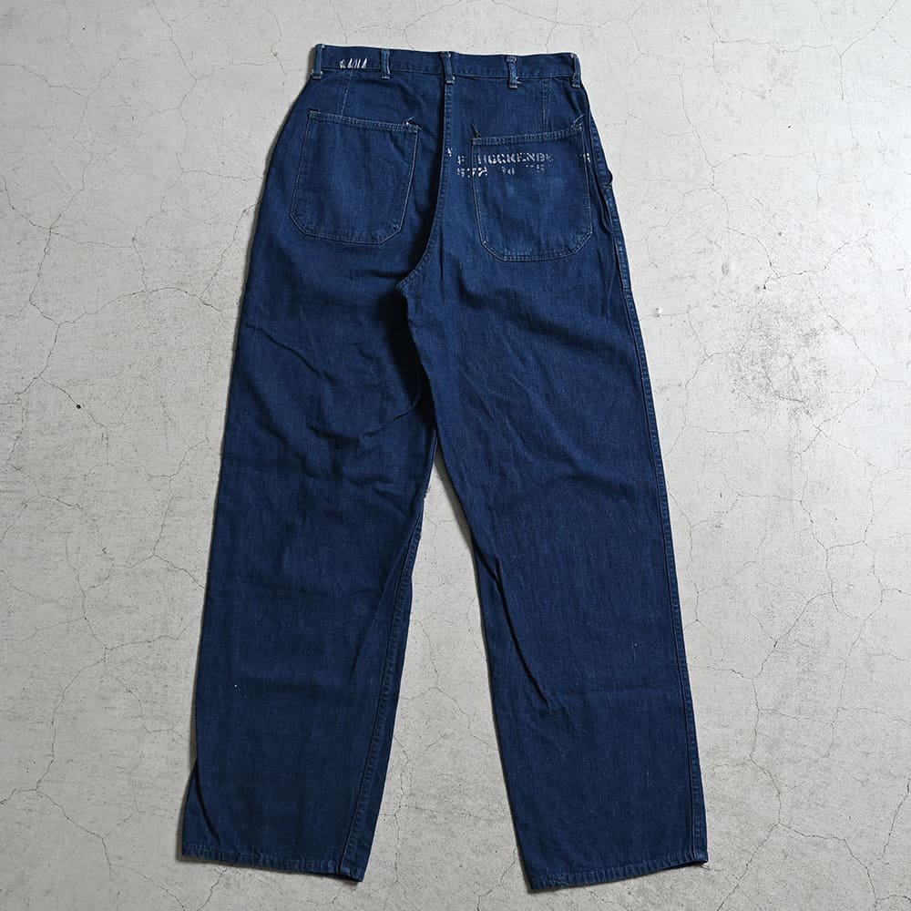 WW2 U.S.NAVY DUNGAREE DENIM TROUSERS WITH STENCIL（DARK COLOR&GOOD  CONDITION） - 古着屋 ｜ mushroom(マッシュルーム) ヴィンテージクロージングストア