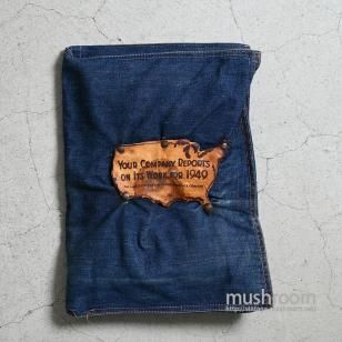 OD DENIM BOOK COVER with LEATHER PATCH1940'S