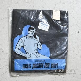 OLD BLACK PLAIN T-SHIRT with POCKET1970'S/X-LARGE/DEADSTOCK