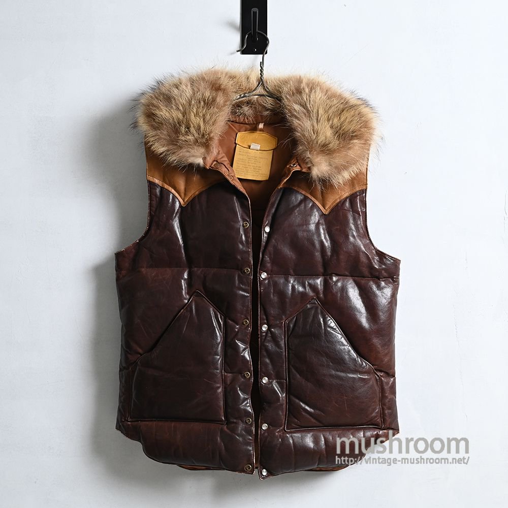 ROCKY MOUNTAIN LEATHER DOWN VEST with FURSZ 42/VERY GOOD CONDITION