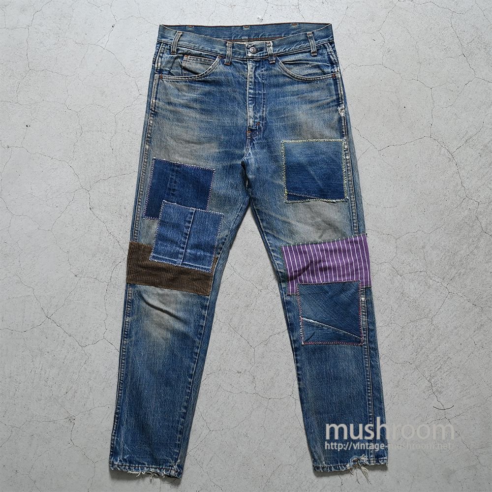 LEVI'S 606 BIGE SUPER SLIM JEANS（AMAZING PATCHWORK） - 古着屋 ｜  mushroom(マッシュルーム) ヴィンテージクロージングストア