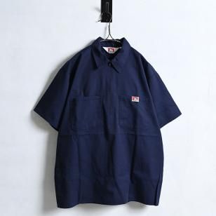 BEN DAVIS S/S NAVY WORK SHIRT1990'S/MINT/LARGE