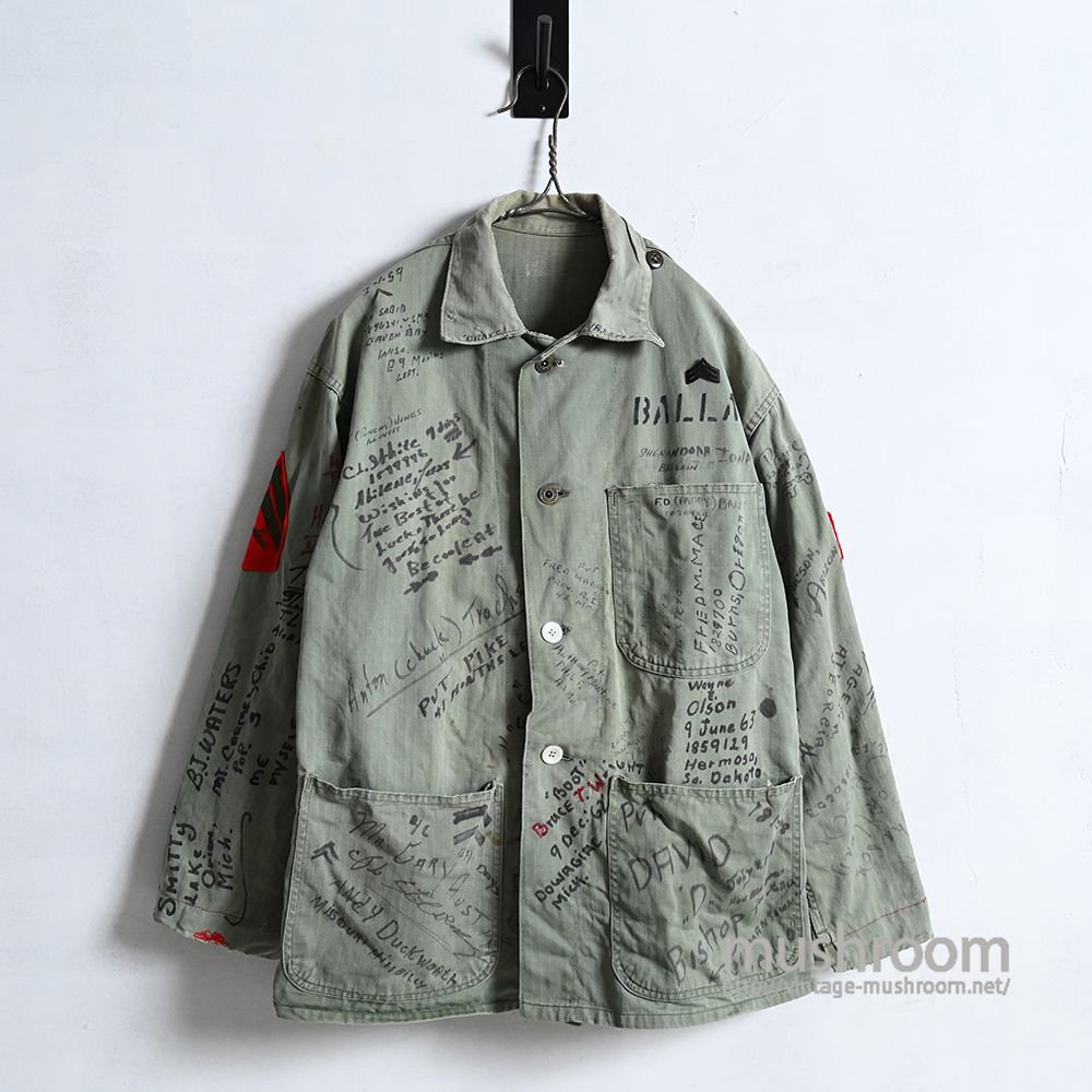 USMC P-47 HBT UTILITY JACKET WITH MESSAGE - 古着屋 ｜ mushroom(マッシュルーム)  ヴィンテージクロージングストア