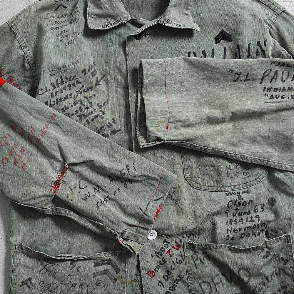 USMC P-47 HBT UTILITY JACKET WITH MESSAGE - 古着屋 USMC P-47 HBT UTILITY JACKET WITH MESSAGE - 古着屋
