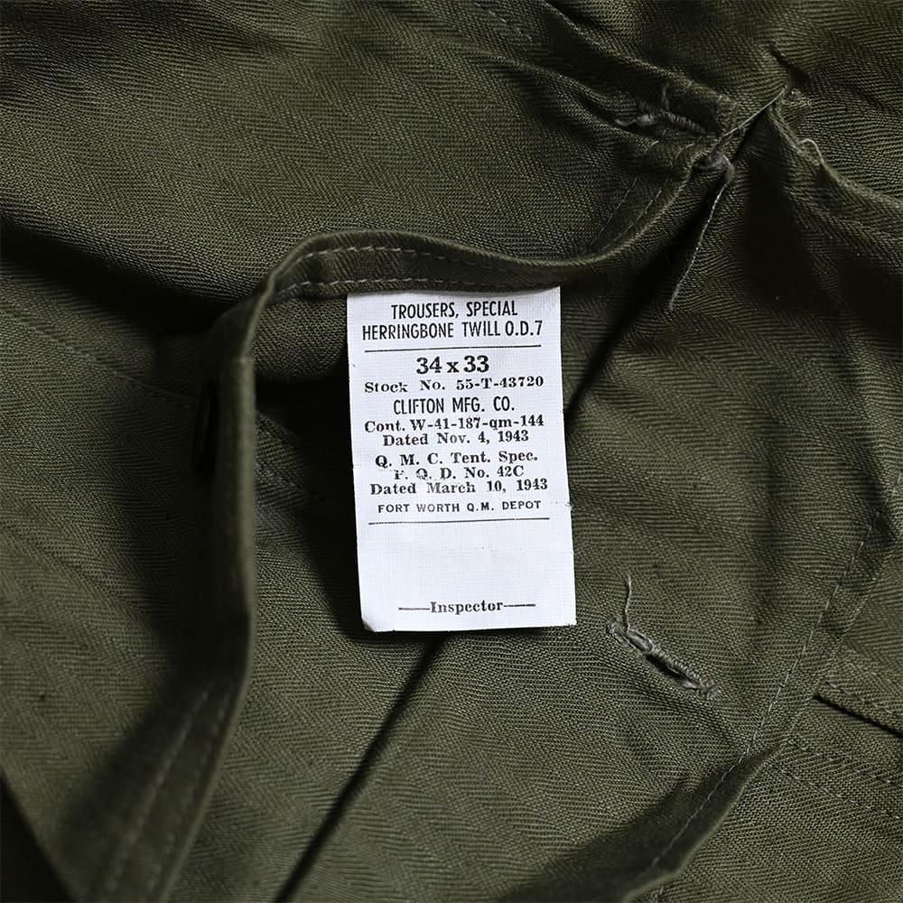 WW2 U.S.ARMY M-43 HBT TROUSERS（DEASTOCK/W34L33） - 古着屋