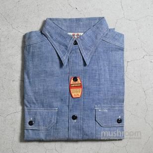 PAR-VAL L/S CHAMBRAY WORK SHIRT1940'S/SZ 15/DEADSTOCK 