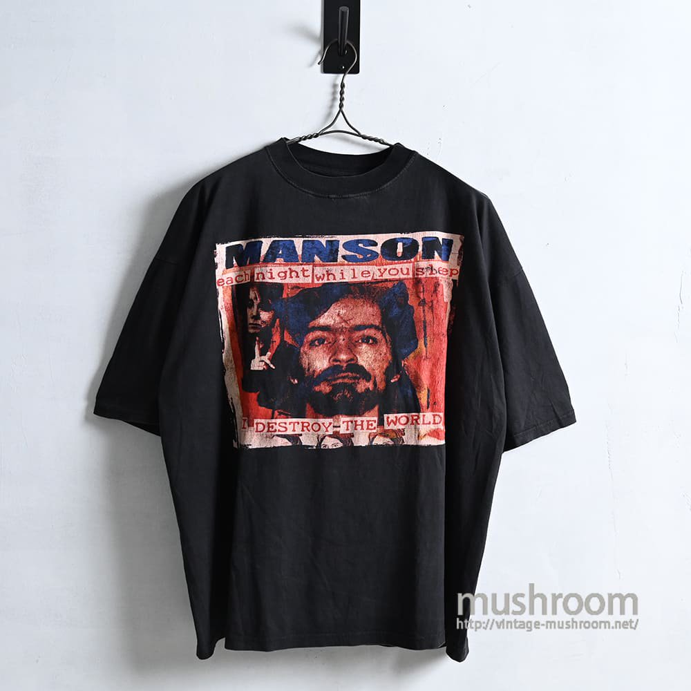 CHARLES MANSON PRINT T-SHIRT by DON ROCK（1990'S/GOOD CONDITION） - 古着屋 ｜  mushroom(マッシュルーム) ヴィンテージクロージングストア