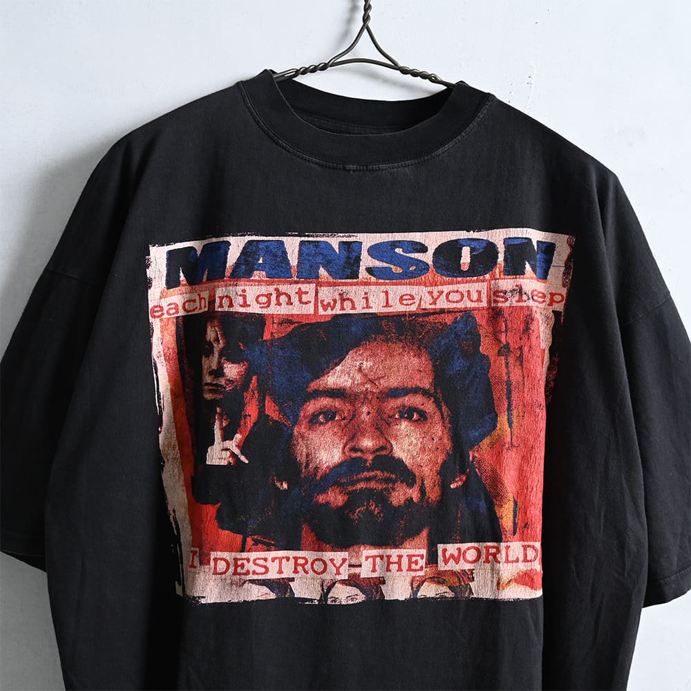 CHARLES MANSON PRINT T-SHIRT by DON ROCK（1990'S/GOOD CONDITION） - 古着屋 ｜  mushroom(マッシュルーム) ヴィンテージクロージングストア