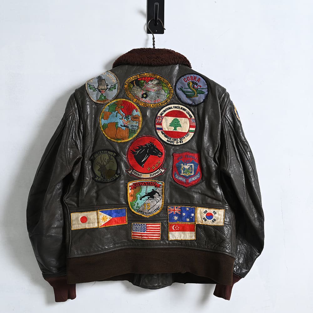 U.S.NAVY G-1 FLIGHT JACKET with lots of Patches（1980'S/SZ 38） - 古着屋 ｜  mushroom(マッシュルーム) ヴィンテージクロージングストア