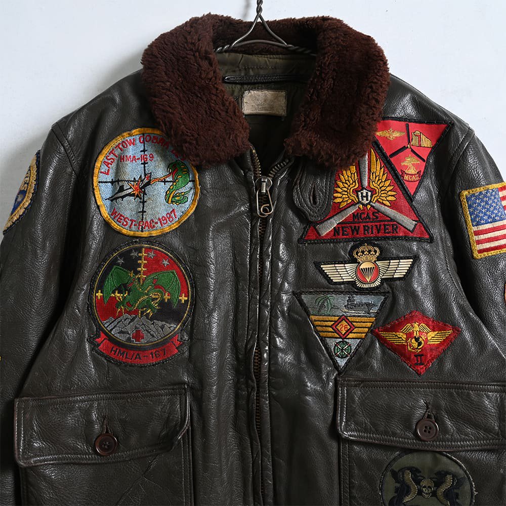 U.S.NAVY G-1 FLIGHT JACKET with lots of Patches（1980'S/SZ 38） - 古着屋 ｜  mushroom(マッシュルーム) ヴィンテージクロージングストア