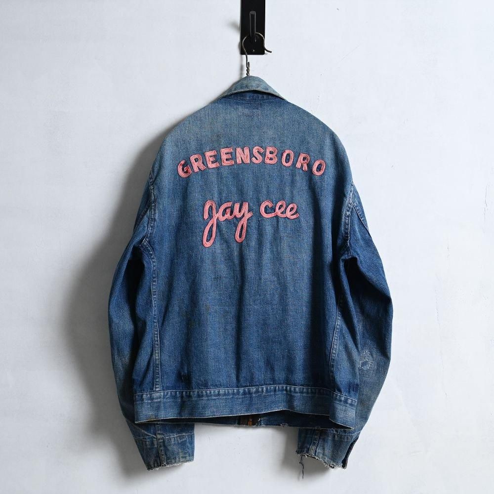 BLUE BELL DENIM WORK JACKET WITH EMBROIDERY(1940'S/BIG SIZE BLUE BELL DENIM WORK JACKET WITH EMBROIDERY(1940'S/BIG SIZE
