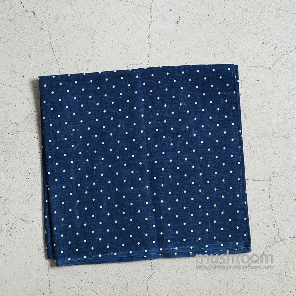 OLD POLKA DOT INDIGO DYED FABRIC（Around 1920'S/DEADSTOCK） - 古着屋 ｜  mushroom(マッシュルーム)　ヴィンテージクロージングストア