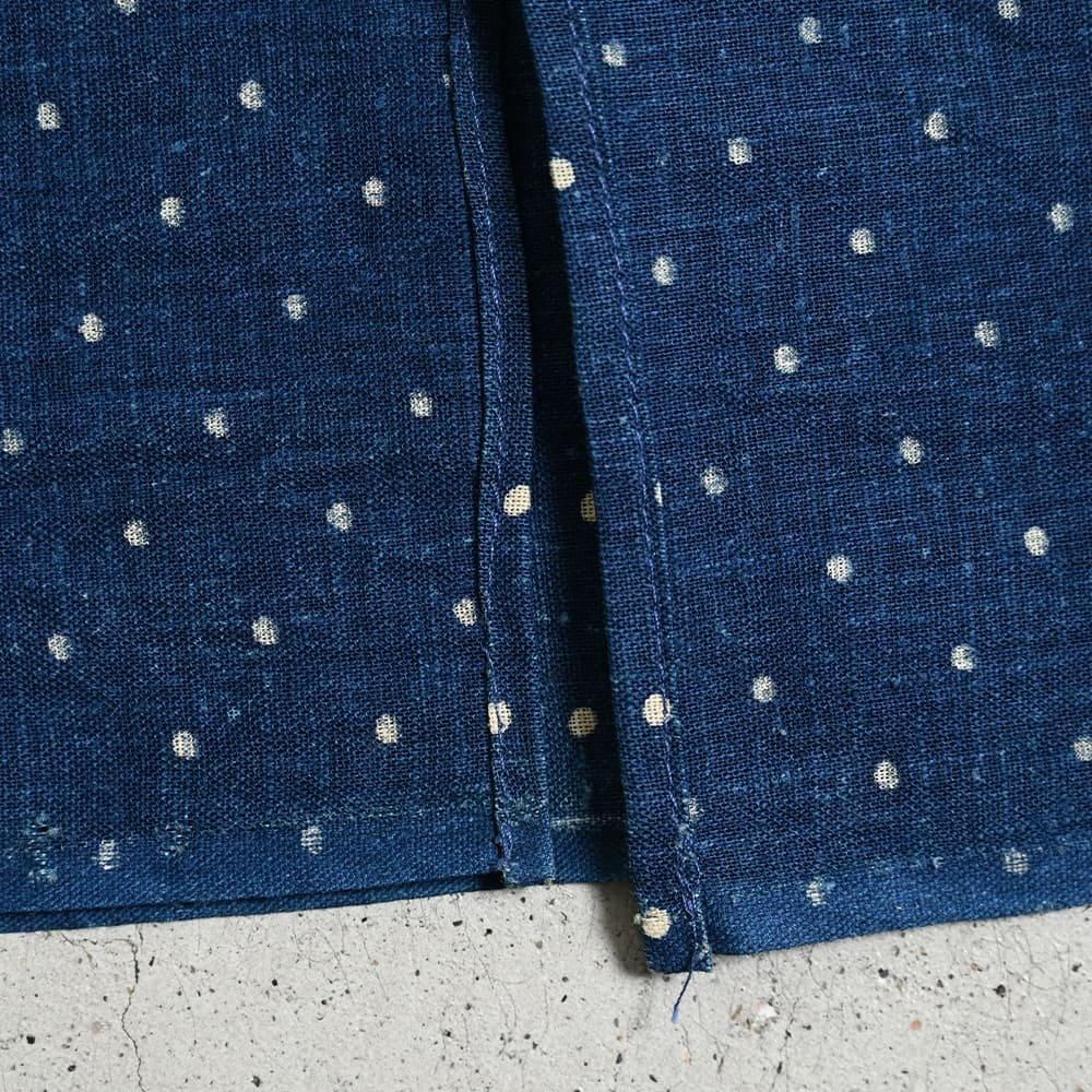OLD POLKA DOT INDIGO DYED FABRIC（Around 1920'S/DEADSTOCK