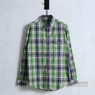 LANDS' END INDIA MADRAS PLAID COTTON L/S BD SHIRT1980'S/LARGE