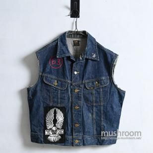 Lee 101-J DENIM CUT OFF BIKER'S VEST with PATCH1960'S/SZ 44