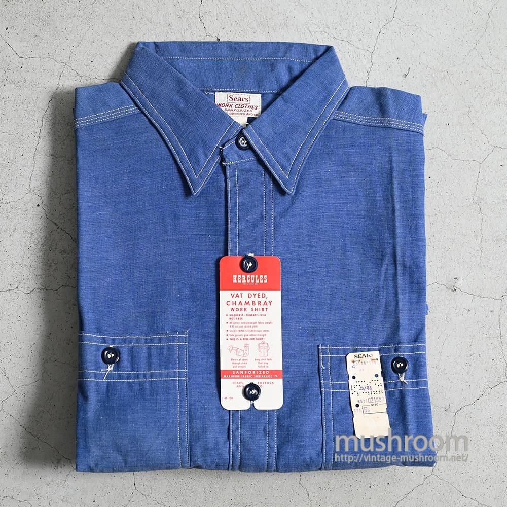 SEARS BLUE CHAMBRAY WORK SHIRT(1950'S/SZ 15 1/2/DEADSTOCK SEARS BLUE CHAMBRAY WORK SHIRT(1950'S/SZ 15 1/2/DEADSTOCK