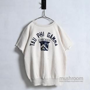 OLD TWO-TONE FLOCK PRINT CUT-OFF SWEAT SHIRT1950'S/BIG SIZE