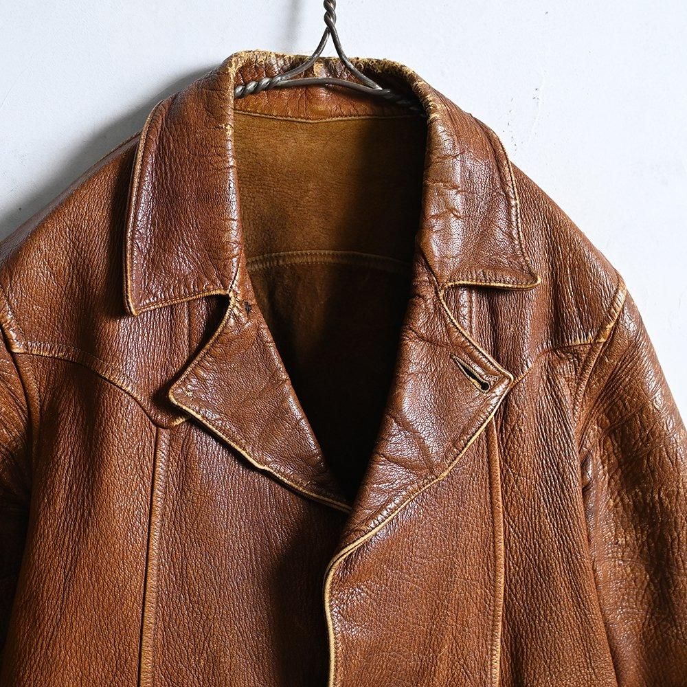 30s Scully Bros コサックジャケット vintage ビンテージ30's○Scully Bros.レザーコサックジャケット茶