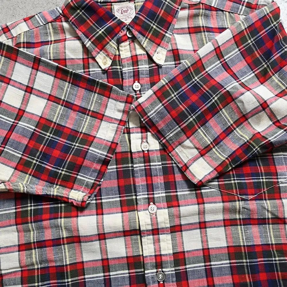 ENRO MADRAS PLAID COTTON S/S BD SHIRT(1960'S/ALMOST ENRO MADRAS PLAID COTTON S/S BD SHIRT(1960'S/ALMOST