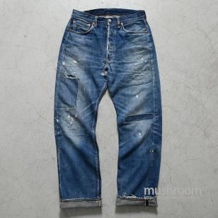 LEVI'S 501XX JEANS with LEATHER PATCH1950'S/AMAZING REPAIR