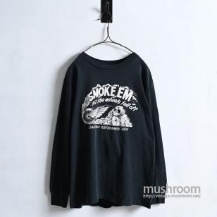 SMOKE'EM SKULL PRINT L/S T-SHIRT1980'S/VERY GOOD CONDITION