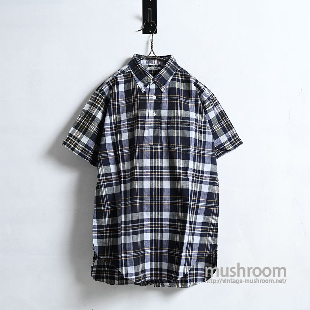 OLD MADRAS PLAID COTTON S/S BD SHIRT1960'S/VERY GOOD CONDITION