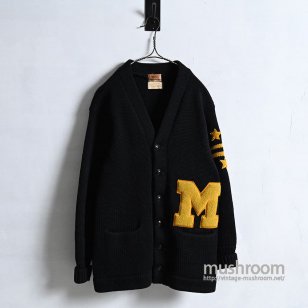 HONOR MADE BLACK LETTERMAN CARDIGAN1950'S/GOOD CONDITION