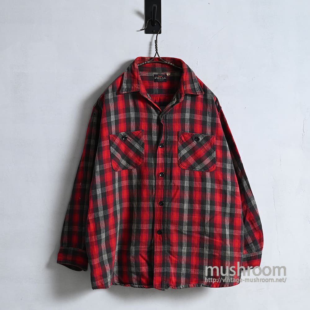 POLAR PLAID FLANNEL SHIRT1960'S/GOOD CONDITION/LARGE