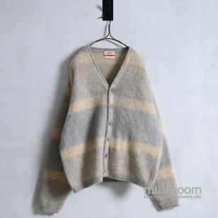 JANTZEN BORDER STRIPED MOHAIR CARDIGAN1960'S/MINT CONDITION/X-LARGE