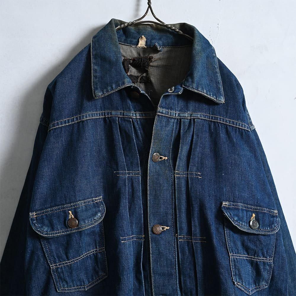 COWHIDE 2-POCKET DENIM JACKET with LEATHER PATCH(1940'S/BIG COWHIDE 2-POCKET DENIM JACKET with LEATHER PATCH(1940'S/BIG