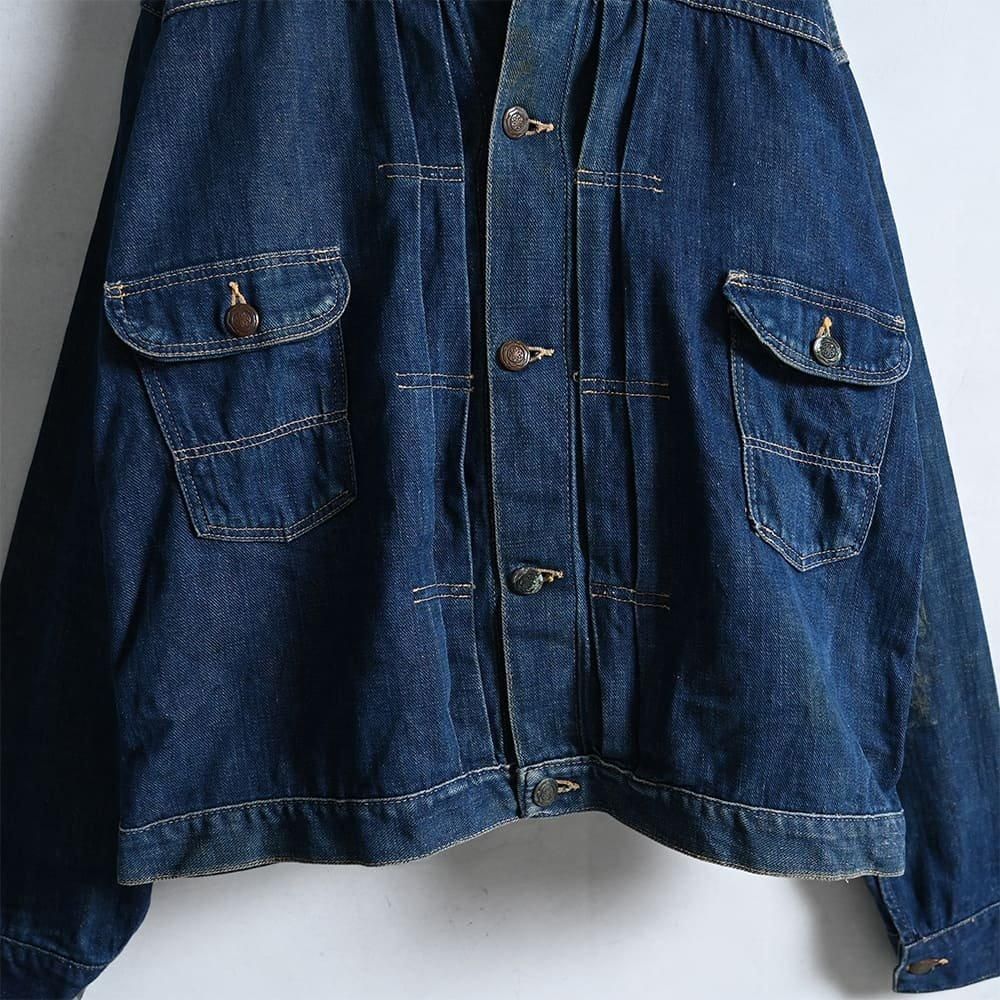 COWHIDE 2-POCKET DENIM JACKET with LEATHER PATCH(1940'S/BIG COWHIDE 2-POCKET DENIM JACKET with LEATHER PATCH(1940'S/BIG