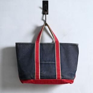 L.L.BEAN DELUXE TOTE1980'S/NAVYRED/LARGE/GOOD FADE