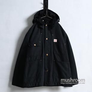 CARHARTT BLACK DYED DUCK COVERALL with HOODY1950'S-60'S/SZ 42