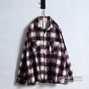 TOWNCRAFT SHADOW PLAID PRINT FLANNEL SHIRT1950'S/GOOD CONDITION/LARGE