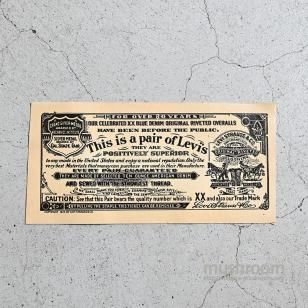 LEVI'S 501XX GUARANTEE TICKETFOR OVER 80 YEARS
