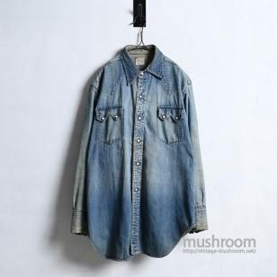 LEVI'S SHORT HORN DENIM WESTERN SHIRT1950'S/BIG SIZE