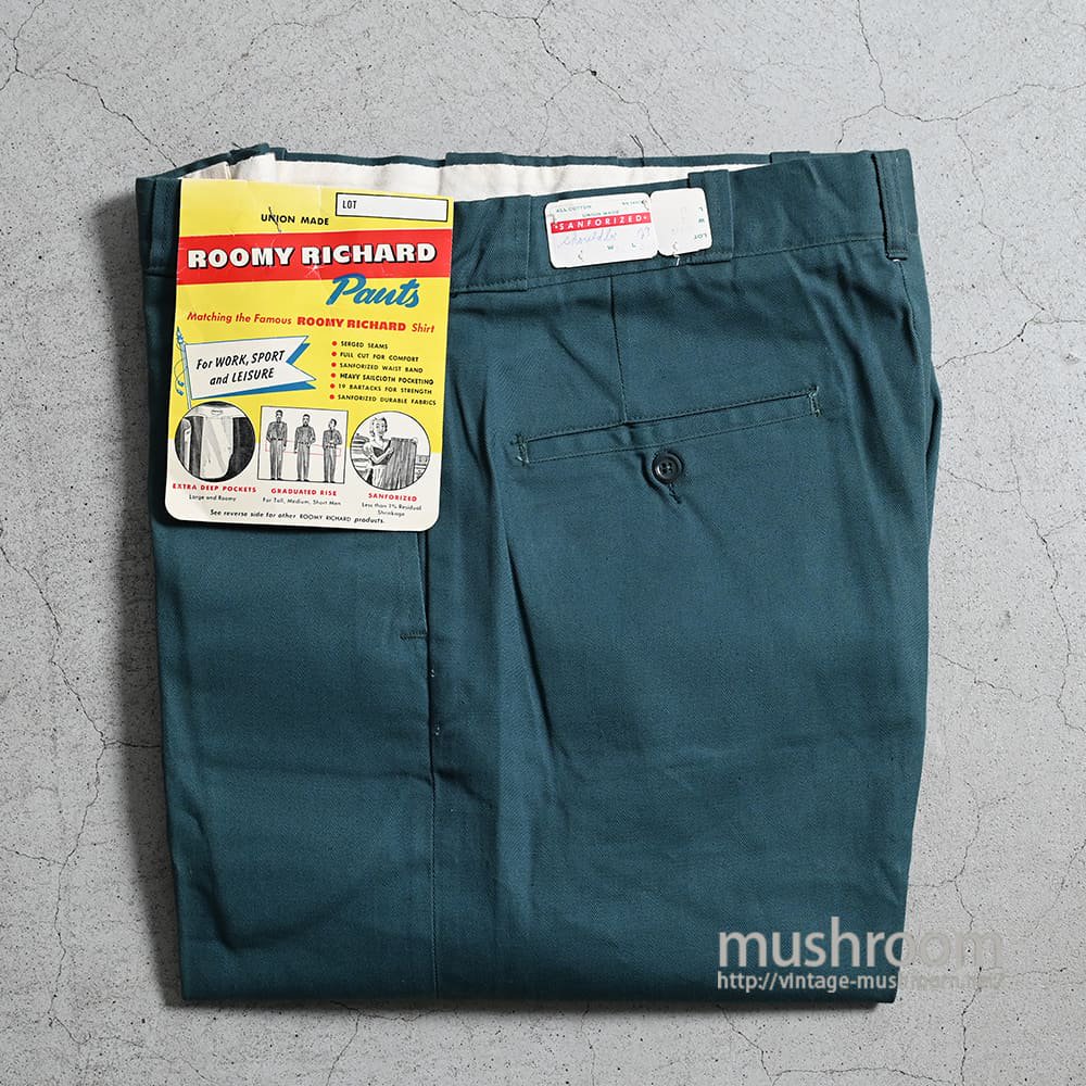 ROOMY RICHARD WORK TROUSERSGREEN/DEADSTOCK/W32L32