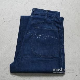 WW2 U.S.NAVY DUNGAREE DENIM TROUSERS with STENCILVERY GOOD CONDITION/DARK COLOR