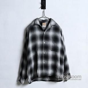 BRENT BLKWHT SHADOW PLAID RAYON BOX SHIRT1960'S/MEDIUM/GOOD CONDITION