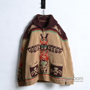 OLD TOTEM POLE PATTERN COWICHAN JACKETRARE COLOR/GOOD CONDITION