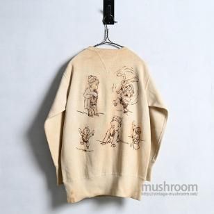 SPALDING W/V SWEAT SHIRT with HAND PAINT1930'S/NON-WASHED