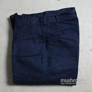 WW2 U.S.NAVY DUNGAREE DENIM TROUSERS with STENCILMETAL BUTTON/SUPER DARK COLOR